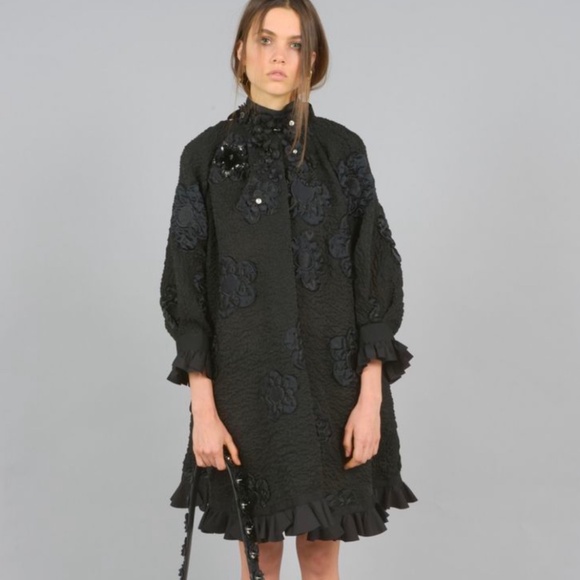 Fendi Fall 2016 Black Rose Abito Tent Dress 38 - Picture 1 of 16